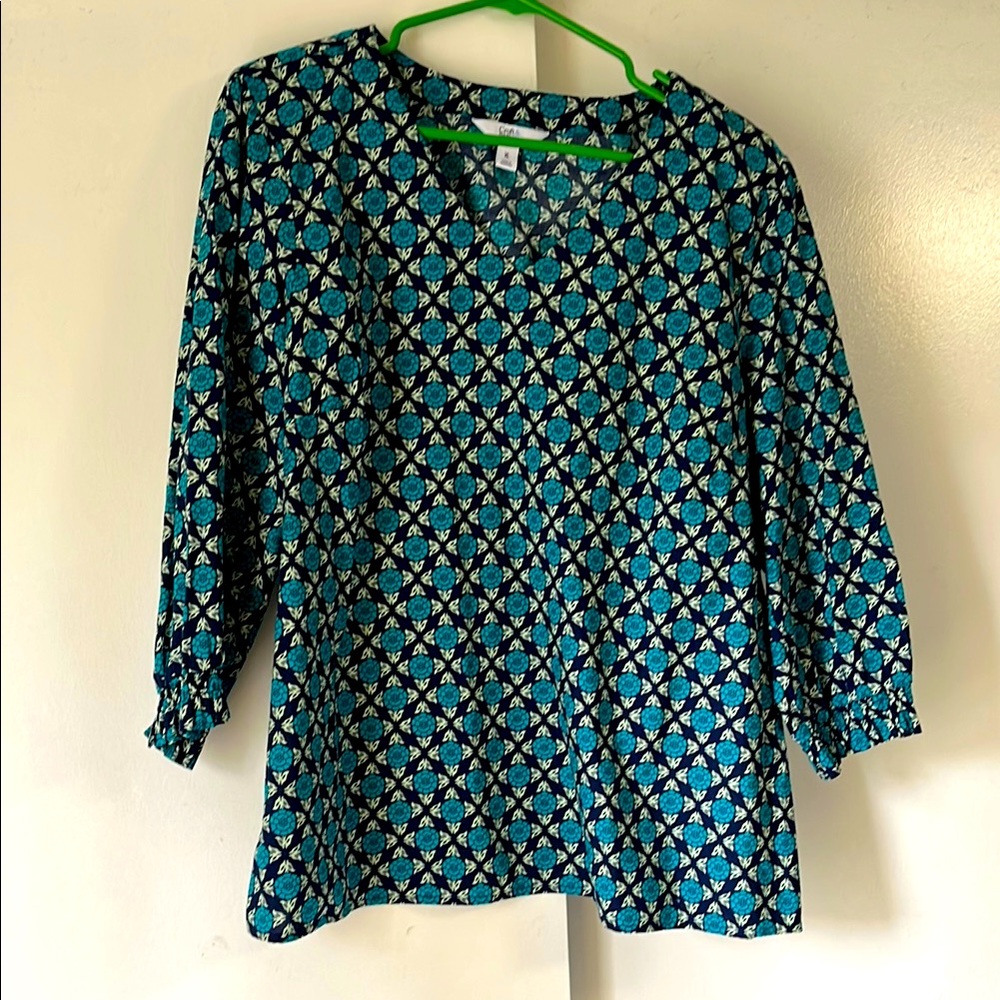 🍯XL Croft & Barrow Flower medallion design top (1-04)